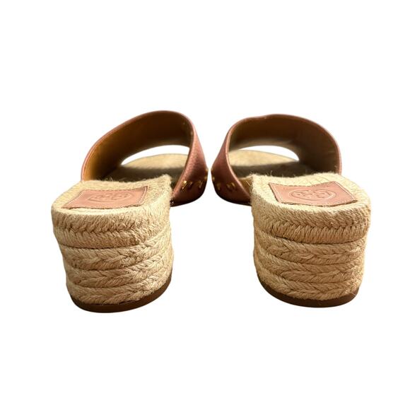 TORY BURCH Women's Britten Espadrille Smooth Leather Pink Moon Size 10 - Picture 3 of 8